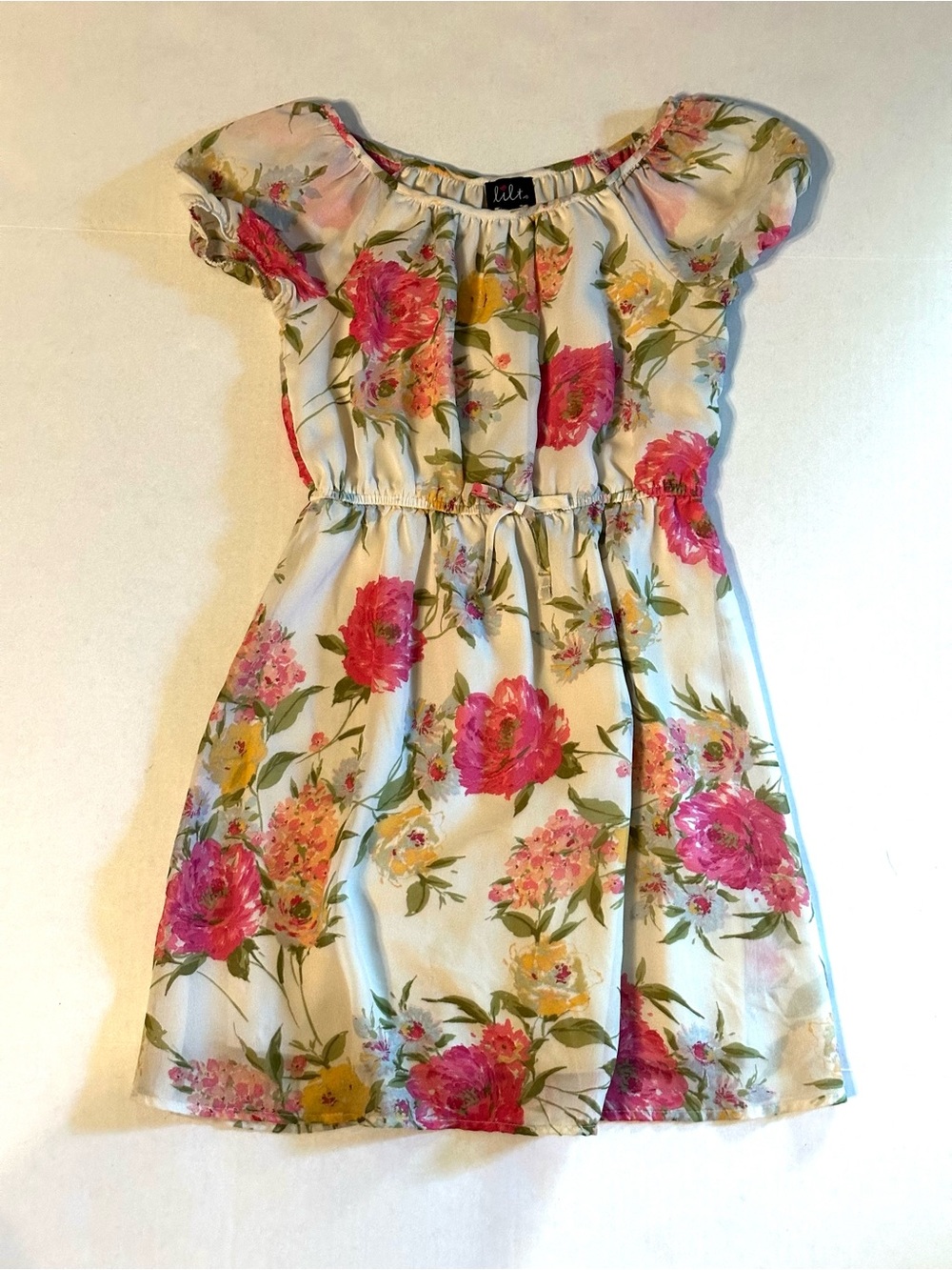 lilt Cream Dress with Pink & Yellow Floral Pattern